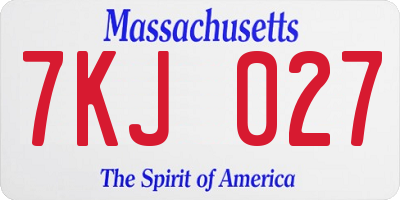 MA license plate 7KJ027