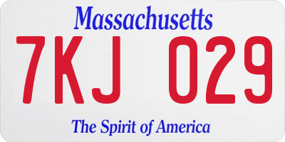 MA license plate 7KJ029