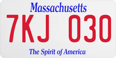 MA license plate 7KJ030