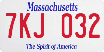 MA license plate 7KJ032