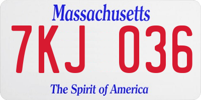 MA license plate 7KJ036