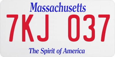 MA license plate 7KJ037