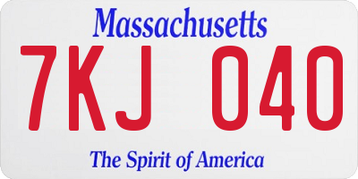 MA license plate 7KJ040