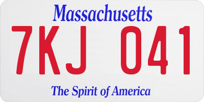 MA license plate 7KJ041