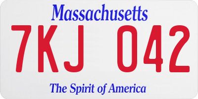 MA license plate 7KJ042