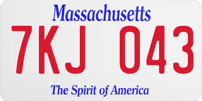 MA license plate 7KJ043