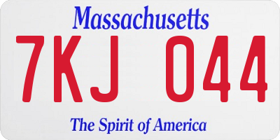 MA license plate 7KJ044