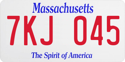 MA license plate 7KJ045