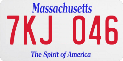 MA license plate 7KJ046