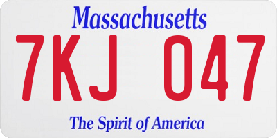 MA license plate 7KJ047