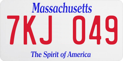 MA license plate 7KJ049