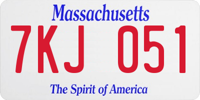 MA license plate 7KJ051