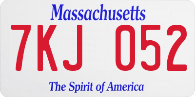 MA license plate 7KJ052