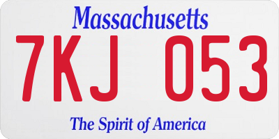 MA license plate 7KJ053