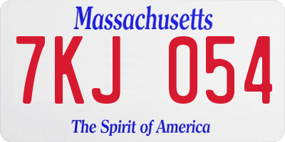 MA license plate 7KJ054