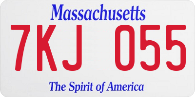 MA license plate 7KJ055