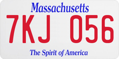 MA license plate 7KJ056