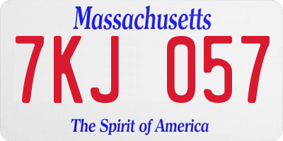 MA license plate 7KJ057