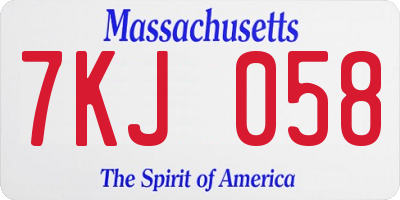 MA license plate 7KJ058