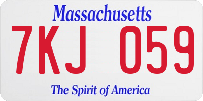 MA license plate 7KJ059