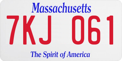 MA license plate 7KJ061