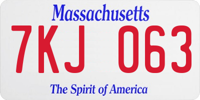 MA license plate 7KJ063