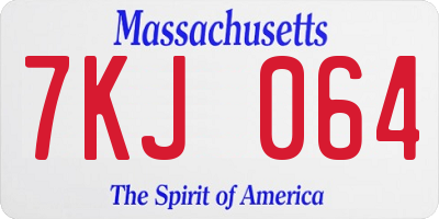 MA license plate 7KJ064