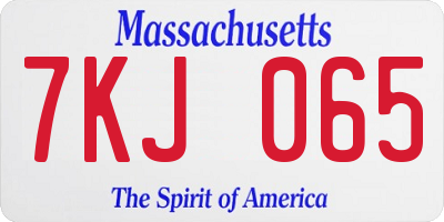 MA license plate 7KJ065