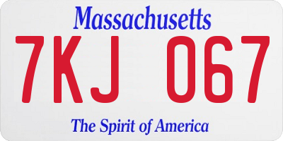 MA license plate 7KJ067