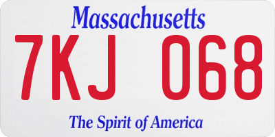 MA license plate 7KJ068