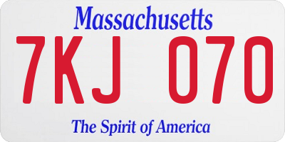 MA license plate 7KJ070