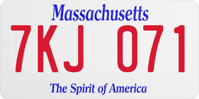 MA license plate 7KJ071