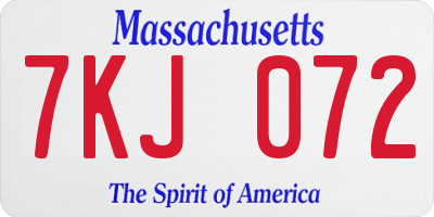 MA license plate 7KJ072