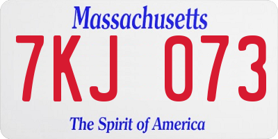MA license plate 7KJ073