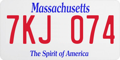 MA license plate 7KJ074