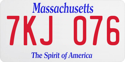 MA license plate 7KJ076