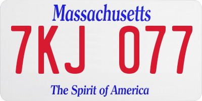 MA license plate 7KJ077
