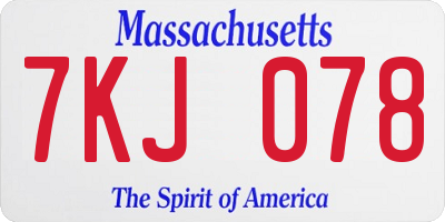 MA license plate 7KJ078