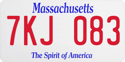 MA license plate 7KJ083