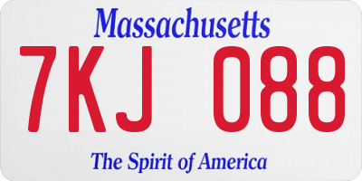 MA license plate 7KJ088
