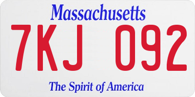 MA license plate 7KJ092