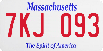 MA license plate 7KJ093