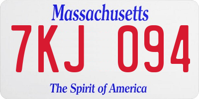 MA license plate 7KJ094