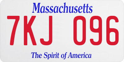 MA license plate 7KJ096
