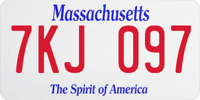 MA license plate 7KJ097