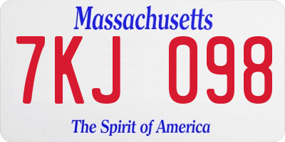 MA license plate 7KJ098