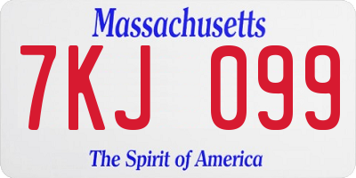 MA license plate 7KJ099