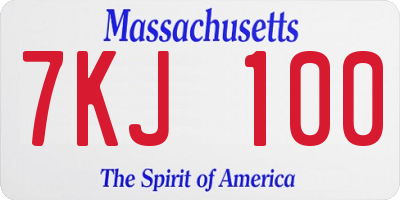 MA license plate 7KJ100