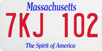 MA license plate 7KJ102