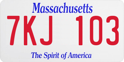 MA license plate 7KJ103